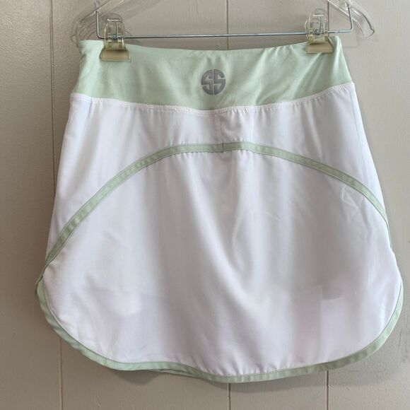 Simply Southern Active Skort | White & Mint Green Tennis Golf Skirt with Shorts - Picture 2 of 7